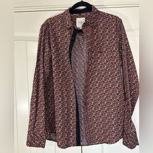 Six Lincoln New York Black/Floral Button Down. Size Medium. Wear to Work. Spring